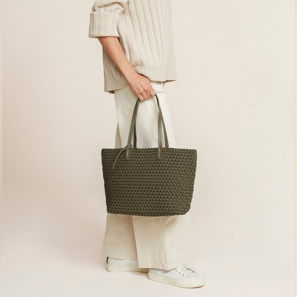 Naghedi Olive Green Woven Tote - Picture 3 of 13